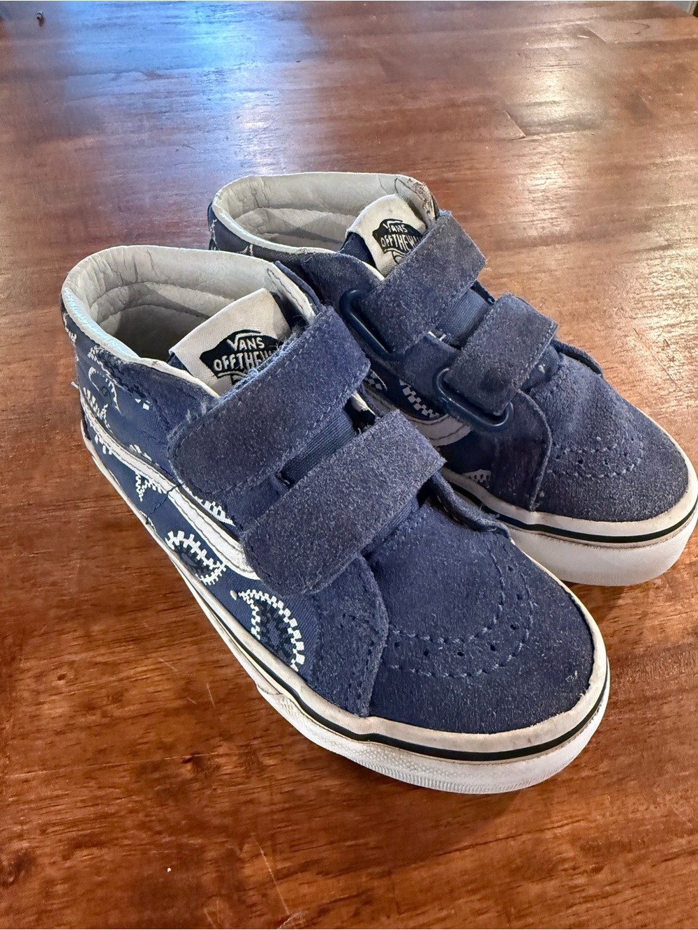 Vans Kids Blue Suede High-Top Sneakers with Velcro Straps